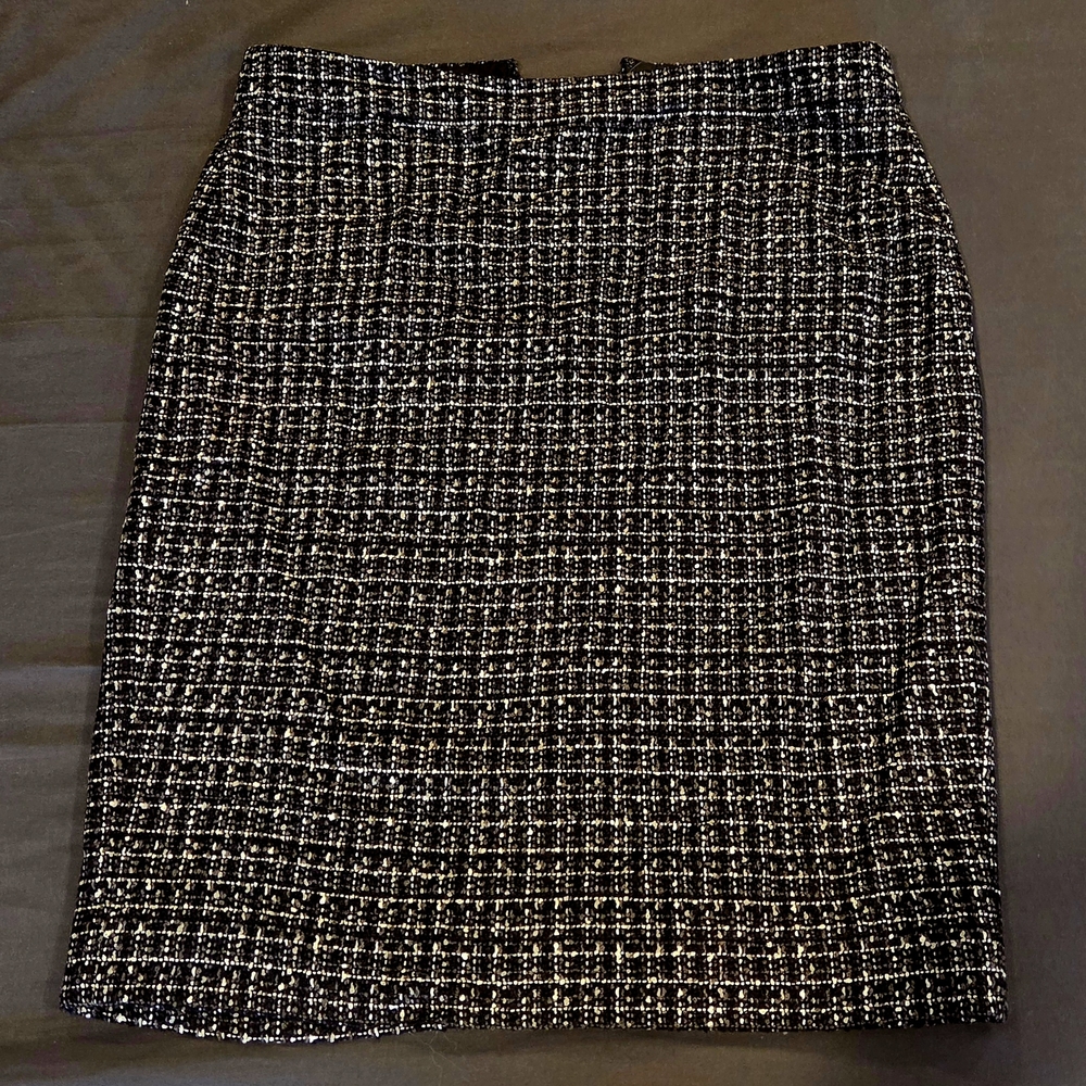 J. Crew Black and White Tweed Pencil Skirt